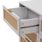 JVNOXK 51.186-Commode de rangement en rotin, avec tiroirs, pour chambre à coucher, salon, blanc