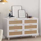 JVNOXK 51.186-Commode de rangement en rotin, avec tiroirs, pour chambre à coucher, salon, blanc