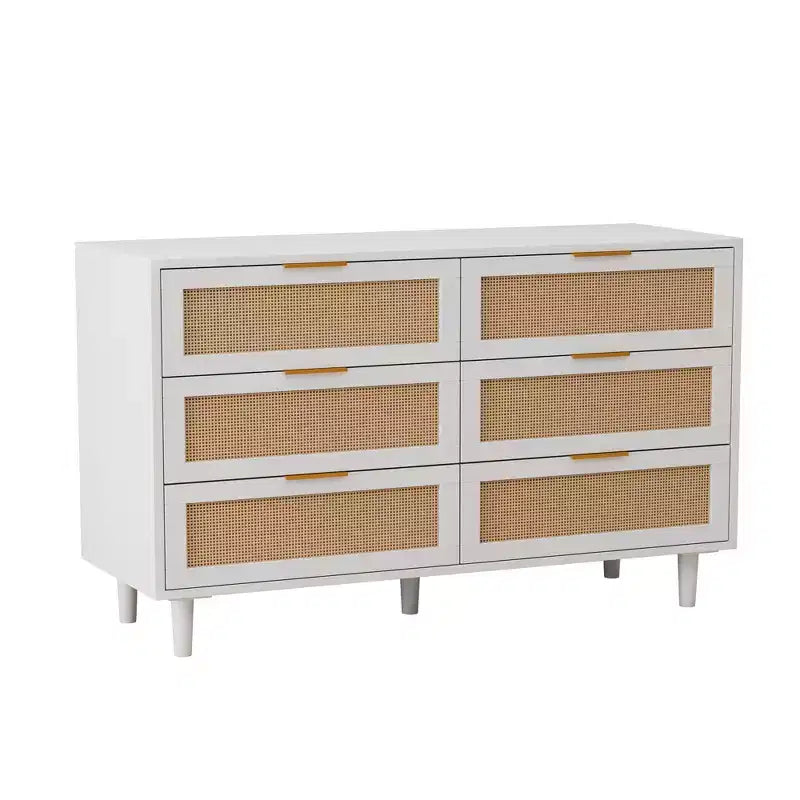JVNOXK 51.186-Commode de rangement en rotin, avec tiroirs, pour chambre à coucher, salon, blanc