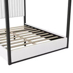 Lit plateforme à baldaquin tapissé grand lit/très grand lit avec tête de lit et cadre en métal - ModernLuxe