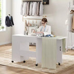 Table pliante pour machine à coudre, bureau d'appoint roulant pour machine à coudre, station de travail artisanale avec roulettes verrouillables pour la maison, la chambre, les petits espaces
