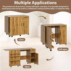 Table pliante pour machine à coudre, bureau d'appoint roulant pour machine à coudre, station de travail artisanale avec roulettes verrouillables pour la maison, la chambre, les petits espaces