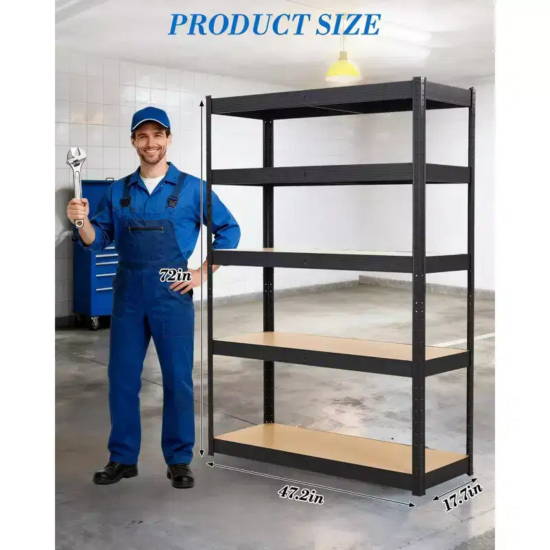 COZONY Étagères de garage robustes à 5 niveaux Étagères de rangement en métal réglables Étagères utilitaires avec panneaux MDF renforcés Capacité de 900 kg