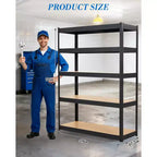 COZONY Étagères de garage robustes à 5 niveaux Étagères de rangement en métal réglables Étagères utilitaires avec panneaux MDF renforcés Capacité de 900 kg