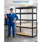 COZONY Étagères de garage robustes à 5 niveaux Étagères de rangement en métal réglables Étagères utilitaires avec panneaux MDF renforcés Capacité de 900 kg