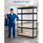 COZONY Étagères de garage robustes à 5 niveaux Étagères de rangement en métal réglables Étagères utilitaires avec panneaux MDF renforcés Capacité de 900 kg
