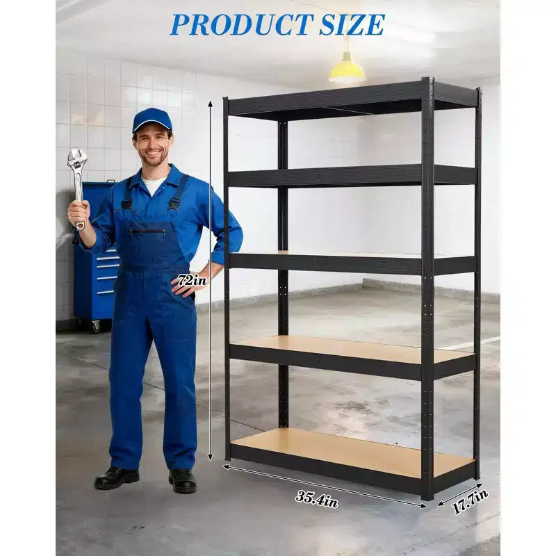 COZONY Étagères de garage robustes à 5 niveaux Étagères de rangement en métal réglables Étagères utilitaires avec panneaux MDF renforcés Capacité de 900 kg