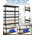 COZONY Étagères de garage robustes à 5 niveaux Étagères de rangement en métal réglables Étagères utilitaires avec panneaux MDF renforcés Capacité de 900 kg
