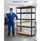 COZONY Étagères de garage robustes à 5 niveaux Étagères de rangement en métal réglables Étagères utilitaires avec panneaux MDF renforcés Capacité de 900 kg