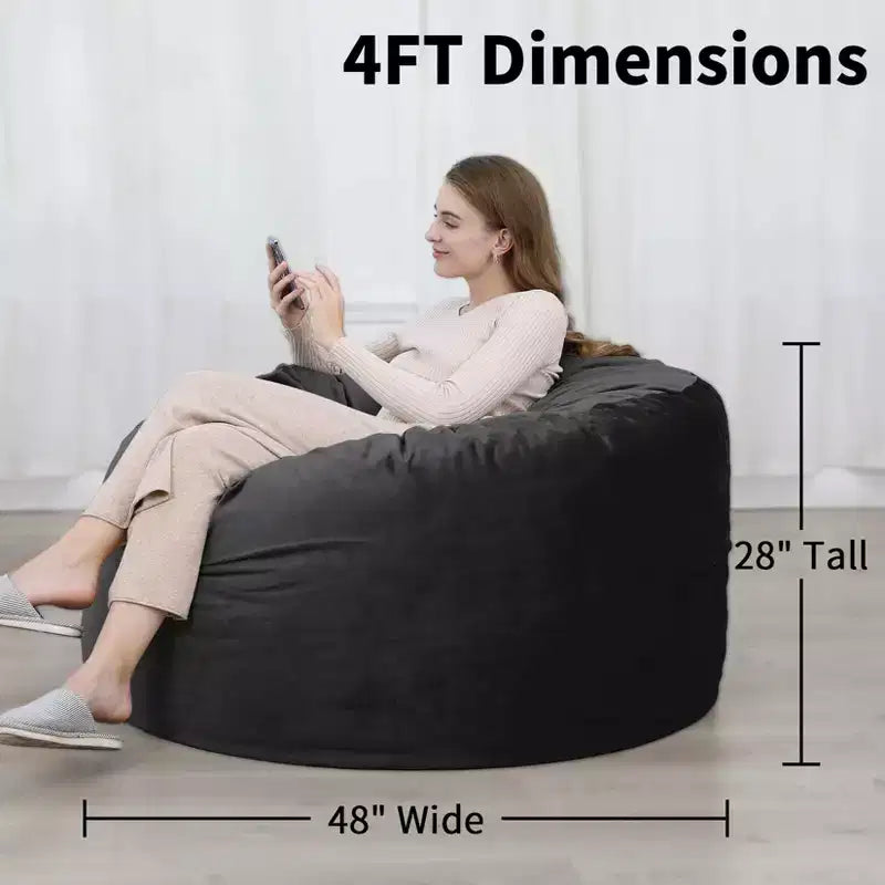 Fauteuil poire en mousse à mémoire de forme de 120 cm avec housse en velours lavable pour adultes, idéal pour le salon