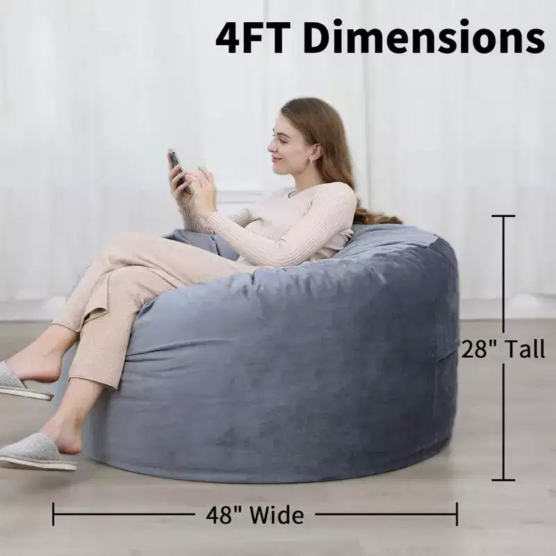 Fauteuil poire en mousse à mémoire de forme de 120 cm avec housse en velours lavable pour adultes, idéal pour le salon