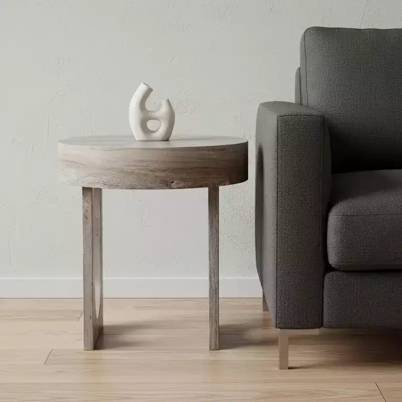 HomeRoots 20 Table d'appoint ronde en bois manufacturé marron