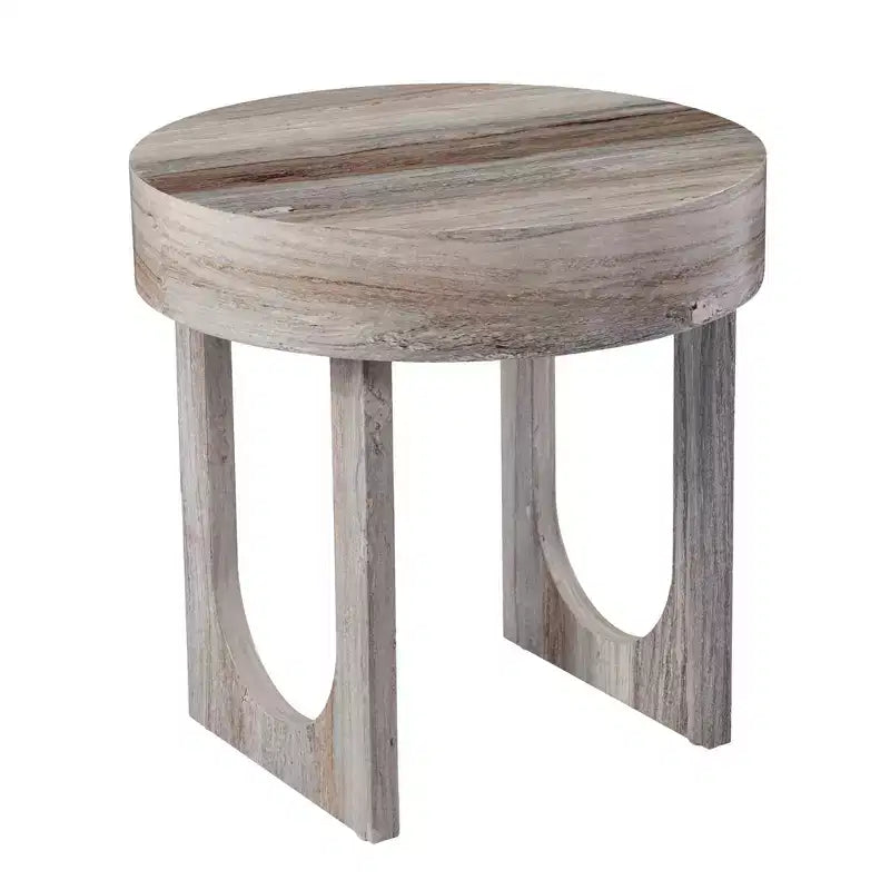 HomeRoots 20 Table d'appoint ronde en bois manufacturé marron