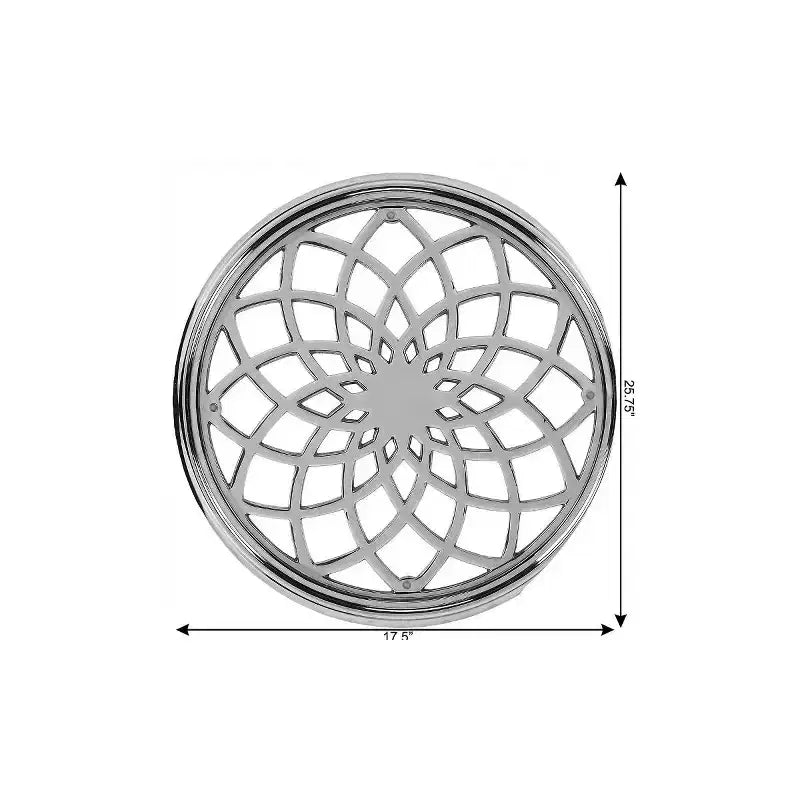 HomeRoots 26 Table d'appoint ronde en aluminium argenté à croisillons ouverts