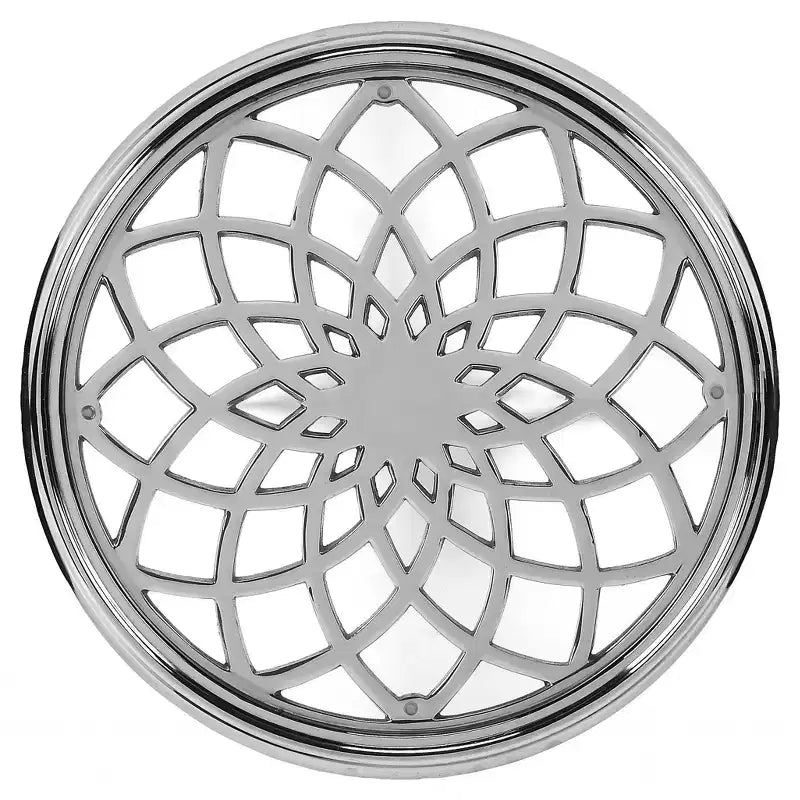HomeRoots 26 Table d'appoint ronde en aluminium argenté à croisillons ouverts