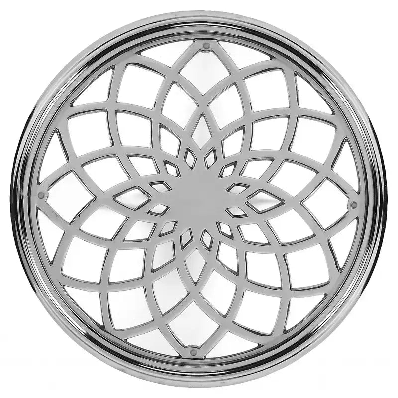 HomeRoots 26 Table d'appoint ronde en aluminium argenté à croisillons ouverts