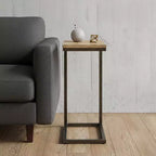 Table d'appoint rectangulaire HomeRoots 25 en bois massif noir et chêne