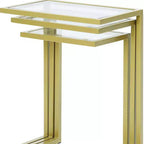 Table d'appoint rectangulaire HomeRoots 24 Chrome et verre