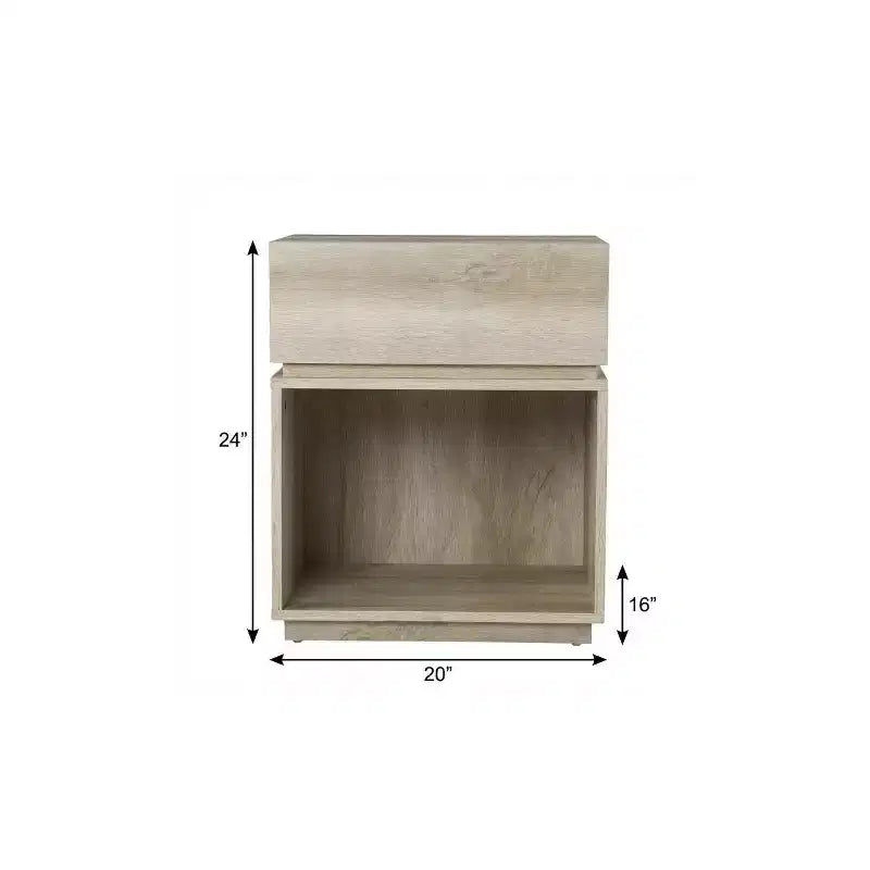 HomeRoots 24 table d'appoint rectangulaire en bois manufacturé marron avec tiroir et étagère