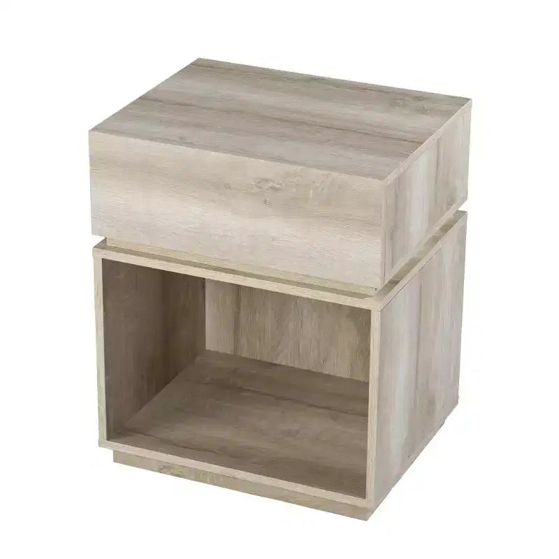 HomeRoots 24 table d'appoint rectangulaire en bois manufacturé marron avec tiroir et étagère