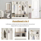 GDFStudio Jessica Arbre d'entrée multifonctionnel et large avec banc de rangement et armoire à chaussures