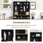 GDFStudio Jessica Arbre d'entrée multifonctionnel et large avec banc de rangement et armoire à chaussures