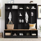 GDFStudio Jessica Multifunctional Wide Design Hall Tree with Storage Bench and Shoe Cabinet