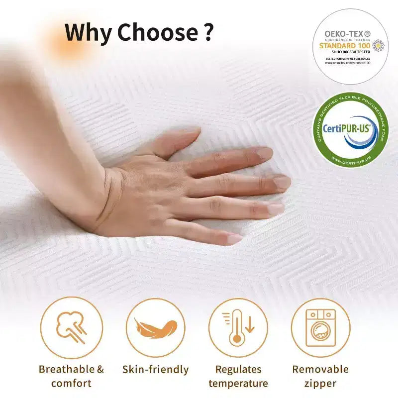 Matelas ferme Dyonery 12 pouces à 6 couches pour dormeurs latéraux, en mousse à mémoire de forme et gel rafraîchissant, taille Queen, compatible avec lit réglable, certifié CertiPUR-US, installation facile