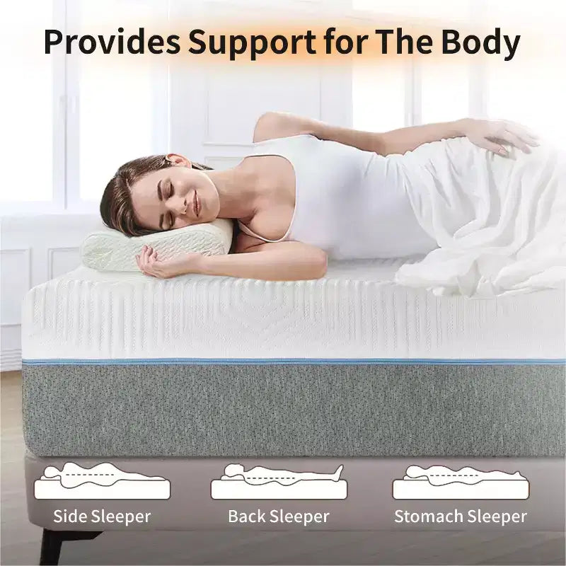 Matelas ferme Dyonery 12 pouces à 6 couches pour dormeurs latéraux, en mousse à mémoire de forme et gel rafraîchissant, taille Queen, compatible avec lit réglable, certifié CertiPUR-US, installation facile