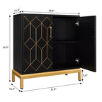 Meuble de Rangement Moderne avec Portes et Étagères Réglables, Buffet Autonome avec Design Ligne Dorée pour Salon ou Bureau