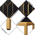 Meuble de Rangement Moderne avec Portes et Étagères Réglables, Buffet Autonome avec Design Ligne Dorée pour Salon ou Bureau