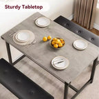 Ensemble table à manger pour 4, table de cuisine avec bancs, ensemble table de salle à manger rectangulaire avec 2 bancs rembourrés, ensemble table à manger 3 pièces pour petits espaces