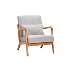 Fauteuil d'appoint rembourré moderne FurnitureR avec accoudoirs en bois massif, fauteuil de salon en tissu texturé pour salon, chambre à coucher, coin lecture