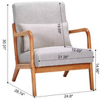 Fauteuil d'appoint rembourré moderne FurnitureR avec accoudoirs en bois massif, fauteuil de salon en tissu texturé pour salon, chambre à coucher, coin lecture