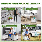 Chariot de courses utilitaire pliable blanc de 65 L avec poignée réglable et roues pivotantes, chariot roulant portable pour l'épicerie, la lessive et les voyages