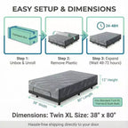 Matelas en mousse à mémoire de forme Twin XL, matelas en gel à fermeté moyenne double face avec housse lavable, sans fibre de verre, CertiPUR-US, matelas roulé en boîte