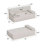 Canapé-lit multifonctionnel en tissu Luck Live 79, convertible avec coussin en mousse de soutien pour appartement et studio