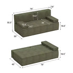 Canapé-lit multifonctionnel moderne en tissu Luck Live 79, convertible avec coussin en mousse de soutien pour appartement et studio