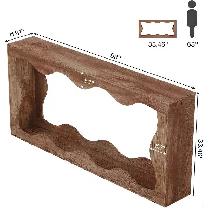Console moderne de 63 po avec motif ondulé, table étroite pour entrée, table de canapé à 2 niveaux pour salon ou couloir - Panipeachy