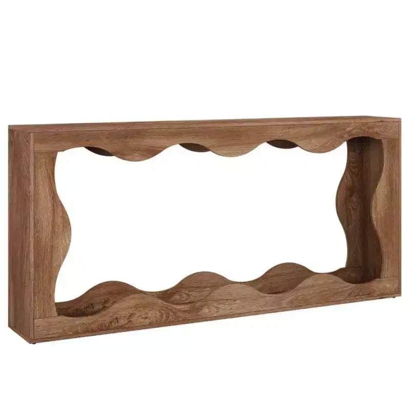 Console moderne de 63 po avec motif ondulé, table étroite pour entrée, table de canapé à 2 niveaux pour salon ou couloir - Panipeachy