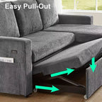 Canapé convertible Dyonery - Canapé-lit gigogne 2 en 1 avec chaise de rangement pour salon, canapé sectionnel en velours côtelé avec ports USB, assemblage sans outils