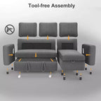 Canapé convertible Dyonery - Canapé-lit gigogne 2 en 1 avec chaise de rangement pour salon, canapé sectionnel en velours côtelé avec ports USB, assemblage sans outils