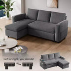 Canapé convertible Dyonery - Canapé-lit gigogne 2 en 1 avec chaise de rangement pour salon, canapé sectionnel en velours côtelé avec ports USB, assemblage sans outils