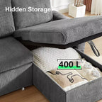 Canapé convertible Dyonery - Canapé-lit gigogne 2 en 1 avec chaise de rangement pour salon, canapé sectionnel en velours côtelé avec ports USB, assemblage sans outils