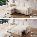 Canapé convertible Dyonery - Canapé-lit gigogne 2 en 1 avec chaise de rangement pour salon, canapé sectionnel en velours côtelé avec ports USB, assemblage sans outils