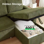 Canapé convertible Dyonery - Canapé-lit gigogne 2 en 1 avec chaise de rangement pour salon, canapé sectionnel en velours côtelé avec ports USB, assemblage sans outils