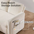 Canapé convertible Dyonery - Canapé-lit gigogne 2 en 1 avec chaise de rangement pour salon, canapé sectionnel en velours côtelé avec ports USB, assemblage sans outils