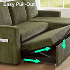 Canapé convertible Dyonery - Canapé-lit gigogne 2 en 1 avec chaise de rangement pour salon, canapé sectionnel en velours côtelé avec ports USB, assemblage sans outils