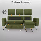 Canapé convertible Dyonery - Canapé-lit gigogne 2 en 1 avec chaise de rangement pour salon, canapé sectionnel en velours côtelé avec ports USB, assemblage sans outils