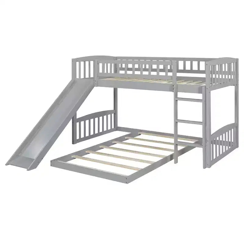 Lit superposé en bois Luxystar avec toboggan et clôture pour chambre d'enfant